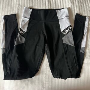 Victoria's Secret Love Pink Black & White Colorblock Leggings